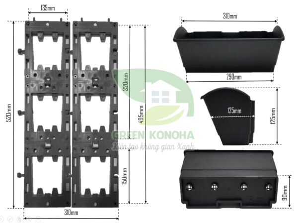 Bộ module trồng cây vườn tường đôi
